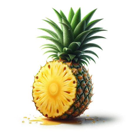 Pineapple isolated on a white background. 3d illustration.の素材