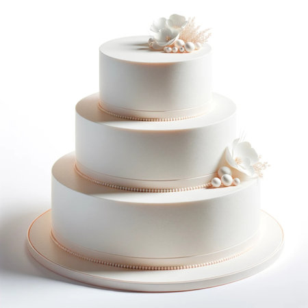 wedding cake isolated on a white background. studio photo.の素材