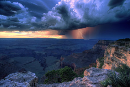 Storm over Grand Canyon National Park, Arizona, United States of Americaの素材
