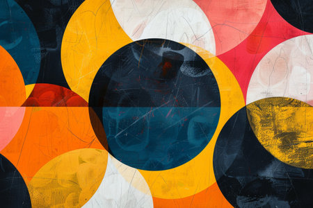 Colorful circles on a concrete wall. Abstract background for design.の素材