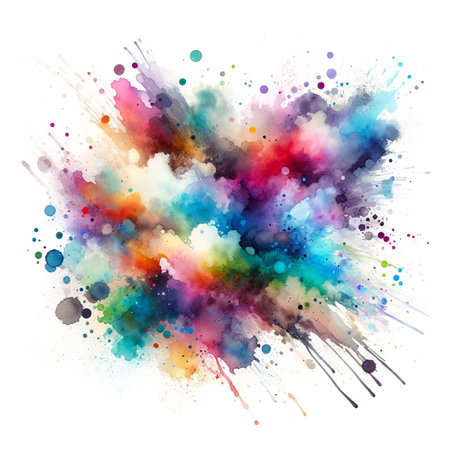 Colorful watercolor splashes on white background. Vector illustration.の素材