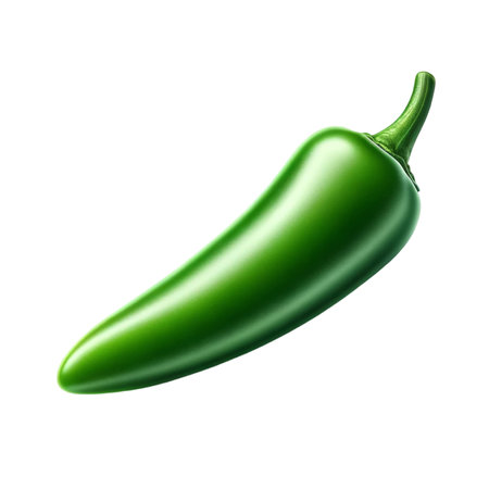 Green hot chili pepper isolated on white background. 3d illustration.の素材