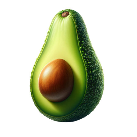Avocado isolated on a white background. 3d rendering, 3d illustration.の素材