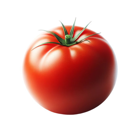 Tomato isolated on white background. 3D illustration. Full depth of field.の素材