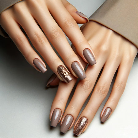 The beauty of the natural nails. Perfect clean manicure. Gel polish applied.の素材