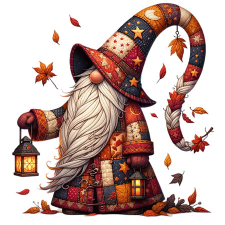Greeting card for Halloween with witch and autumn leaves. Vector illustration.の素材