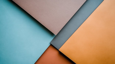 Abstract geometric paper background in brown, blue and beige colors.の素材