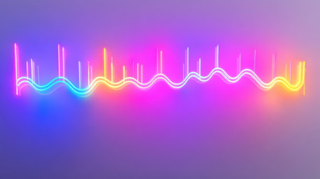 Neon sound wave. Audio equalizer. Sound waveform. Vector illustrationの素材