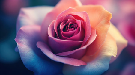 close up of beautiful multicolor rose flower - vintage effect style picturesの素材