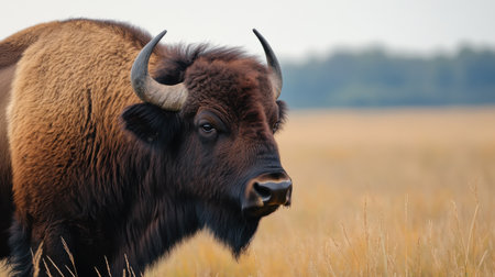 European bison (Bison bonasus) in the grasslandの素材