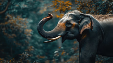 Asian elephant in the jungle of Borneo, Sabah, Malaysiaの素材