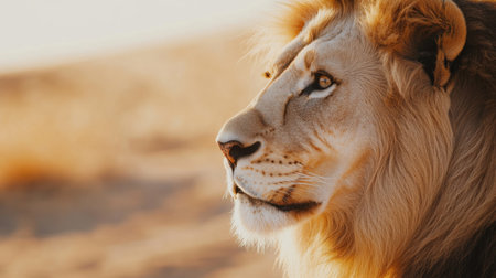 Portrait of a lion in the desert. Close-up.の素材