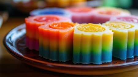 Colorful Thai dessert,Thai dessert made from glutinous rice flour and coconut milkの素材