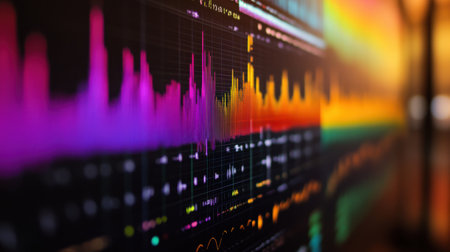 Stock market data on LED display. Abstract stock market data on LED display.の素材