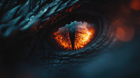 Eye of an alien with fire in the eyes. 3d renderingの素材