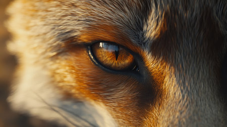 Close-up of the eye of a fox. Selective focus.の素材