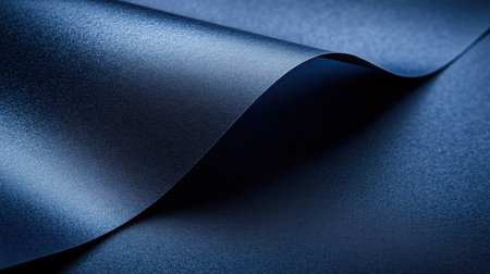 Close up of blue paper with curled corner. Shallow depth of field.の素材