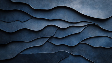 Abstract blue background with wavy lines. 3d render illustration.の素材