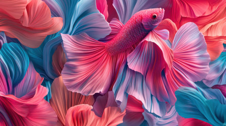 Red and blue siamese fighting fish, betta splendensの素材