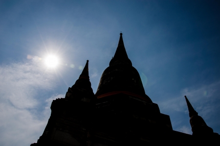 Buddha and the temple in Ayutthaya Thailandの写真素材