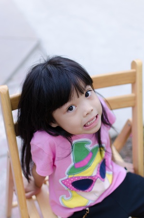 Forelock girl black cute from Thailand.の写真素材