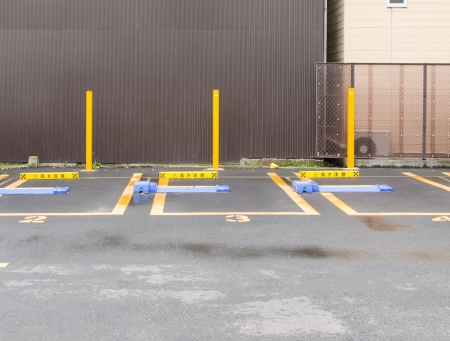 Empty parking lot pavement and stall linesの写真素材