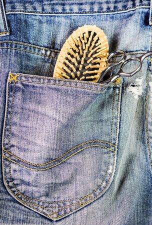The comb in your pocket blue jeanの写真素材