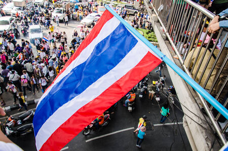 BANGKOK,Thailand - December 9,2013 : A protester joins an anti-government rally Thailand. at Bangkok,Thailandのeditorial素材