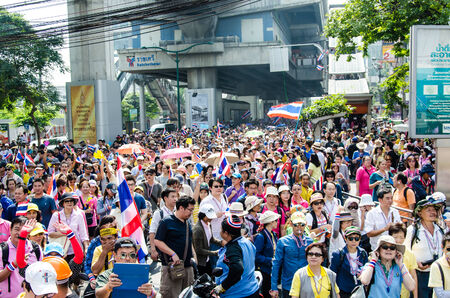 BANGKOK,Thailand - December 9,2013   A protester joins an anti-government rally Thailand  at Bangkok,Thailandのeditorial素材