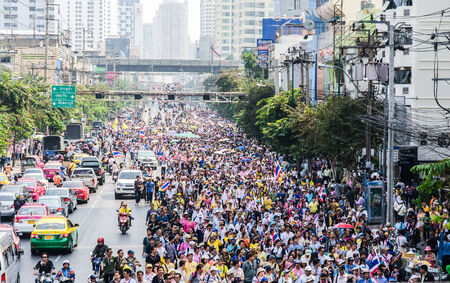 BANGKOK,Thailand - December 9,2013   A protester joins an anti-government rally Thailand  at Bangkok,Thailandのeditorial素材