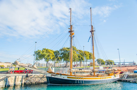 BARCELONA, SPAIN - DEC 28: Yachts at the dock port vell Barcelona, Spain on December 28, 2013のeditorial素材