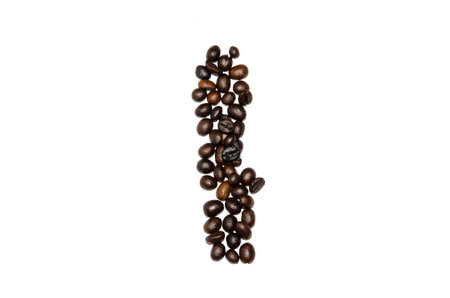 Coffee beans font isolated from white background.の写真素材