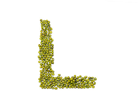 font green beans isolated from white background.の写真素材