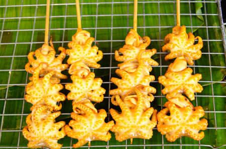 Place the on grill the grilled squidの写真素材