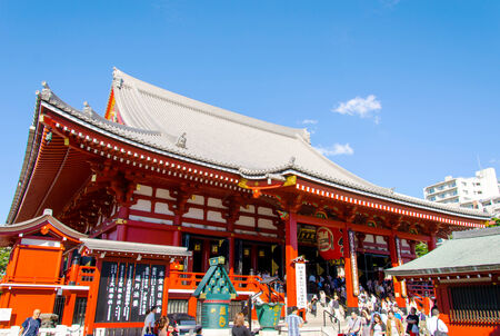 TOKYO, JAPAN - OCT 11 2013: Senso-ji Temple, Tokyo, Japan.The Senso-ji Buddhist Temple is the symbol of Asakusa and one of the most famous temples in all of Japan.のeditorial素材