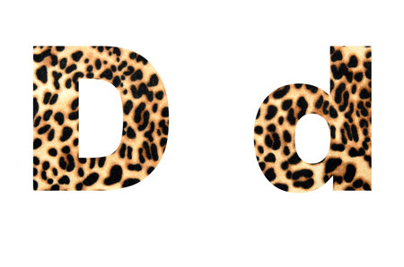 Custom leopard skin alphabet, isolated in white background.