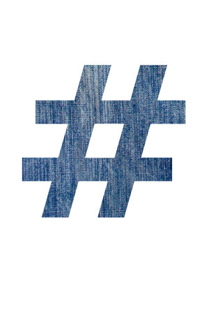 Alphabet from jeans fabric, on white background