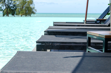 Swimming pool with stair at hotel close upの写真素材