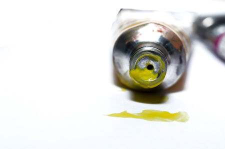 watercolor paints on white background.の写真素材