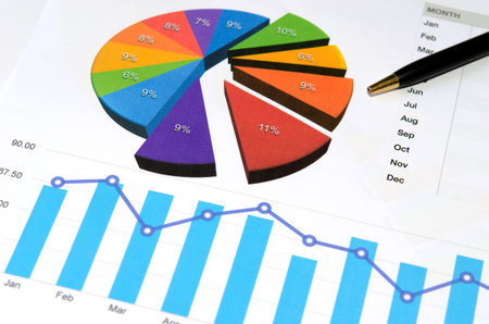 Financial papers,  and office supplies closeup