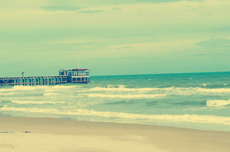 blue sea and sky, vintage retro styleの写真素材