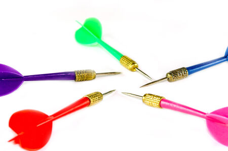 Color darts on isolated white backgroundの写真素材