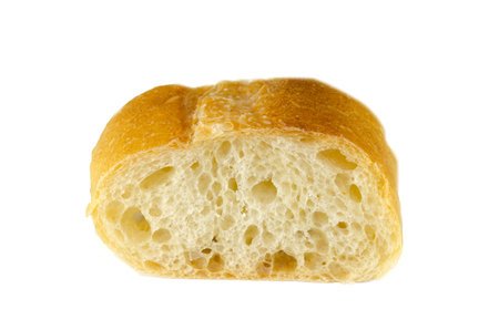 Single slice of bread isolated on the white