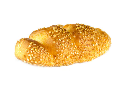sesame bread isolated on the white background.の写真素材
