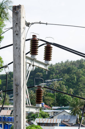 High voltage equipment on an electric pole