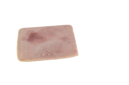 Sliced ham on white backgroundの写真素材