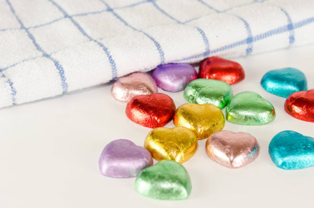 heart Chocolate isolated on the white background.の写真素材