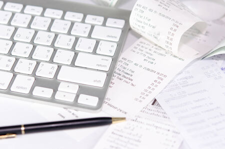 stock image of the receipt paper and Keyboardの写真素材