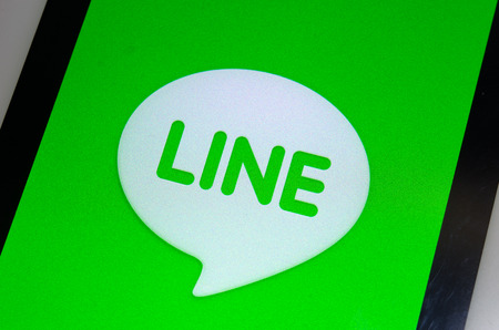 BANGKOK, THAILAND - JUNE 3, 2014: Line is a Japanese application for instant messaging on smartphones and computers.のeditorial素材