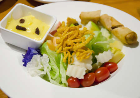 salad with vegetables and greensの写真素材